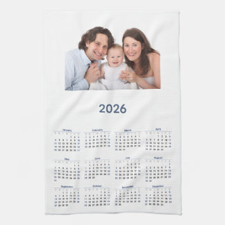 2026 Calendar with Custom Photo Tea Towel