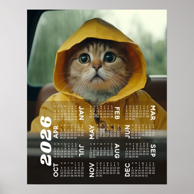 2026 Calendar with Photo Full Year View Modern Poster (Front)