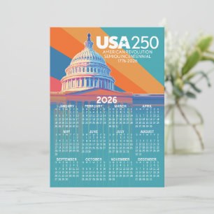 2026 Calendar with USA 250 Capital America Card