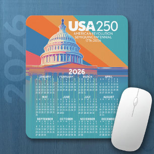 2026 Calendar with USA 250 Capital Dome America Mouse Mat
