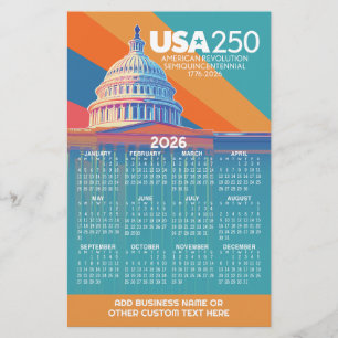 2026 Calendar with USA 250 Capital Dome America Stationery