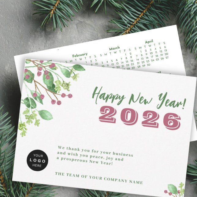 2026 calendar your logo business New Year holiday Card (Creator Uploaded)