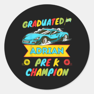 2026 Car Adrian Personalised Last Day Of Pre K Gra Classic Round Sticker