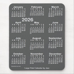 2026 Charcoal Large Print Calendar by Janz Mouse Mat