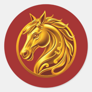 2026 Chinese Gold Horse Classic Round Sticker