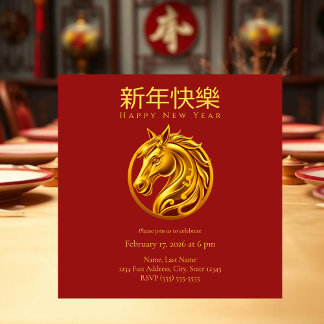 2026 Chinese New Year Gold Horse Holiday Card
