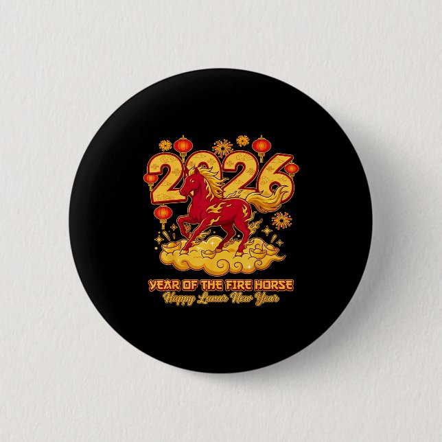2026 Chinese New Year Of The Horse Lunar Zodiac  6 Cm Round Badge (Front)