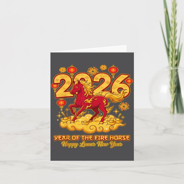 2026 Chinese New Year Of The Horse Lunar Zodiac  Card (Front)