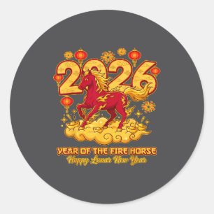 2026 Chinese New Year Of The Horse Lunar Zodiac  Classic Round Sticker