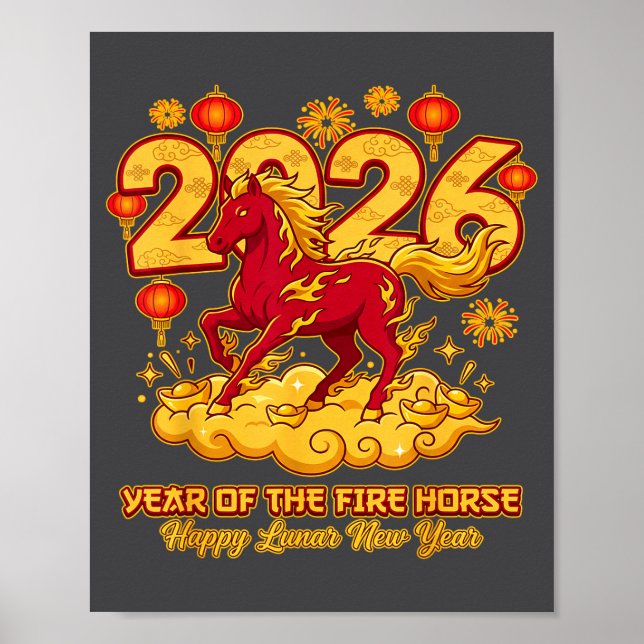 2026 Chinese New Year Of The Horse Lunar Zodiac  Poster (Front)