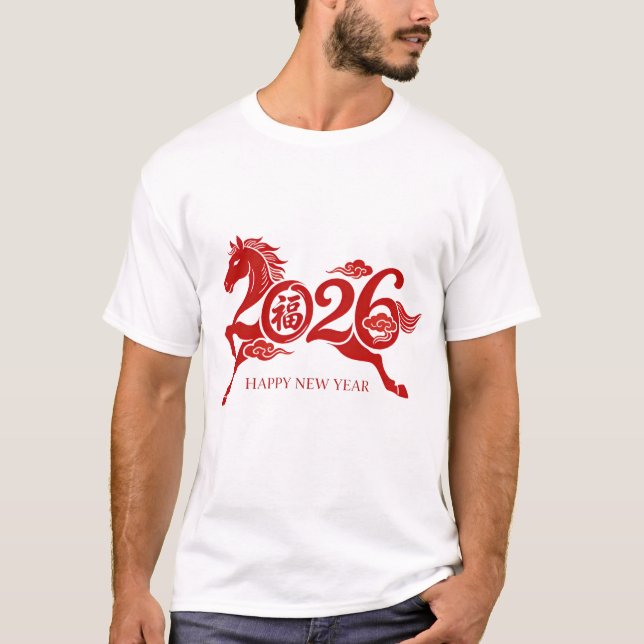 2026 Chinese New Year Year of the Horse Red Graphi T-Shirt (Front)