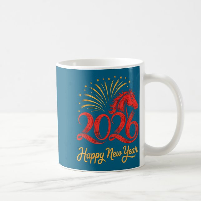 2026 Chinese Zodiac Horse Year Happy New Year Fire Coffee Mug (Right)
