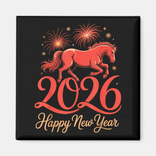 2026 Chinese Zodiac Horse Year Happy New Year Fire Magnet