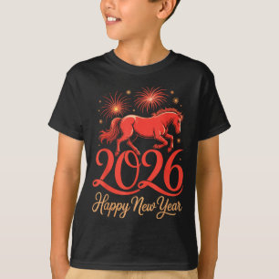 2026 Chinese Zodiac Horse Year Happy New Year Fire T-Shirt