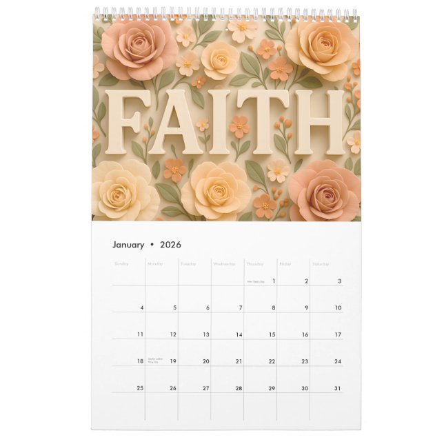 2026 Christian Floral with Personalization Calendar (Jan 2026)