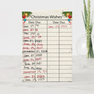 2026 Christmas Library Card with Due Dates