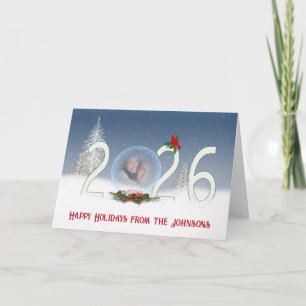 2026 Christmas Snow Globe With Photo Holiday Card