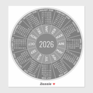 2026 Circle Calendar - Modern Shades - Grey 