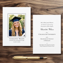 2026 Classic Graduation Announcement Photo Card