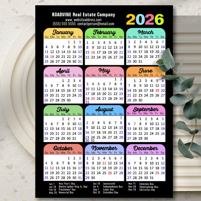 2026 Colour Calendar US Holidays Corporate Magneti (Creator Uploaded)