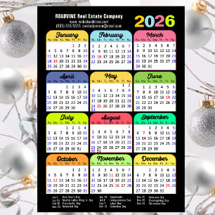 2026 Colour Calendar US Holidays Corporate Magneti