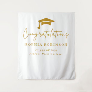 2026 Congratulations Gold Script Graduation Tapestry