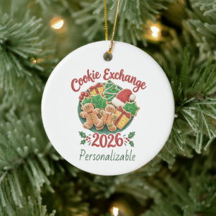 2026 Cookie Exchange Christmas Cookie Party Ceramic Tree Decoration