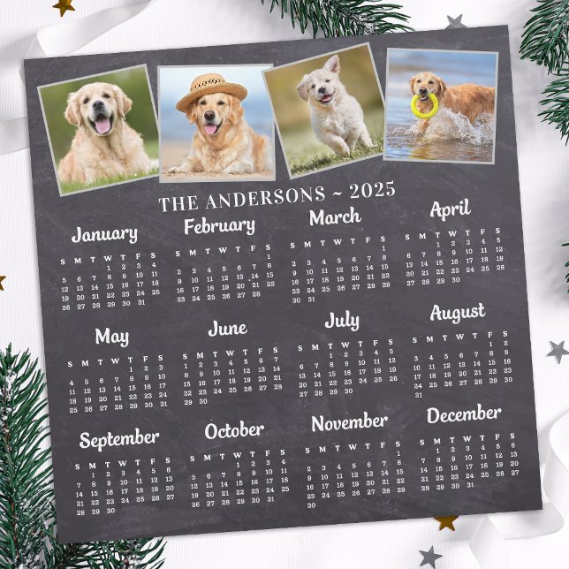 2026 Custom 4 Photo Rustic Chalkboard Calendar (Creator Uploaded)