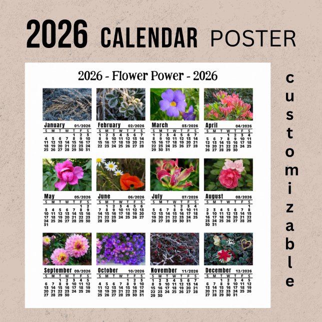 2026 custom Flower Calendar Sunday start -  Poster (Creator Uploaded)