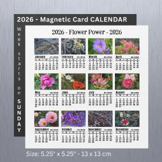 2026 Custom Flower magnetic white Calendar SU