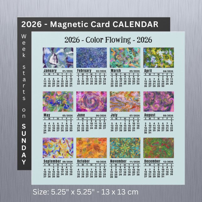 2026 Custom Flowing Colours Calendar Sunday start (Creator Uploaded)