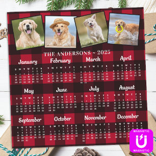 2026 Custom Pet Photo Collage Red Plaid Calendar