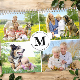 2026 Custom Photo Collage Modern Monogram Family  Calendar