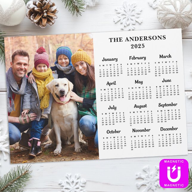 2026 Custom Photo Family 12 Month Calendar Magnet (Creator Uploaded)