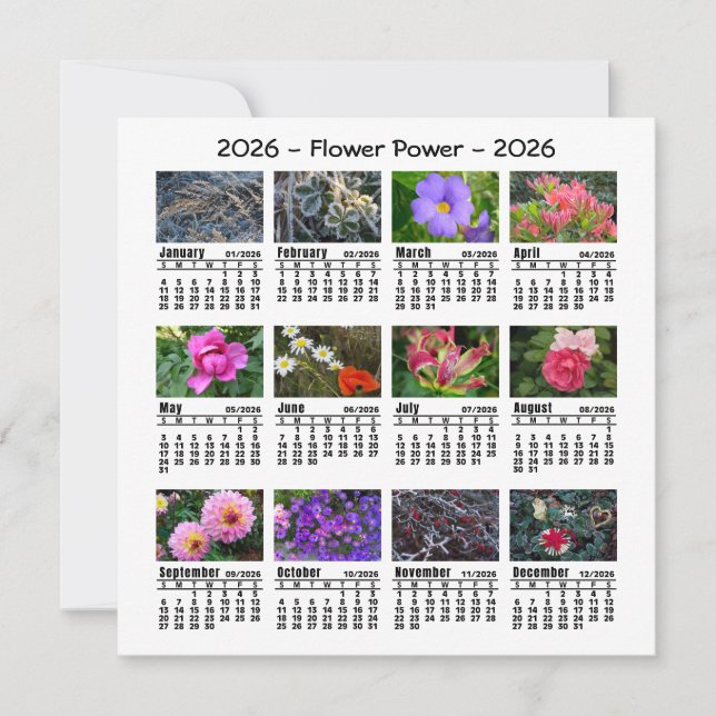 2026 Custom Photo Flower Calendar Sunday start  (Front)