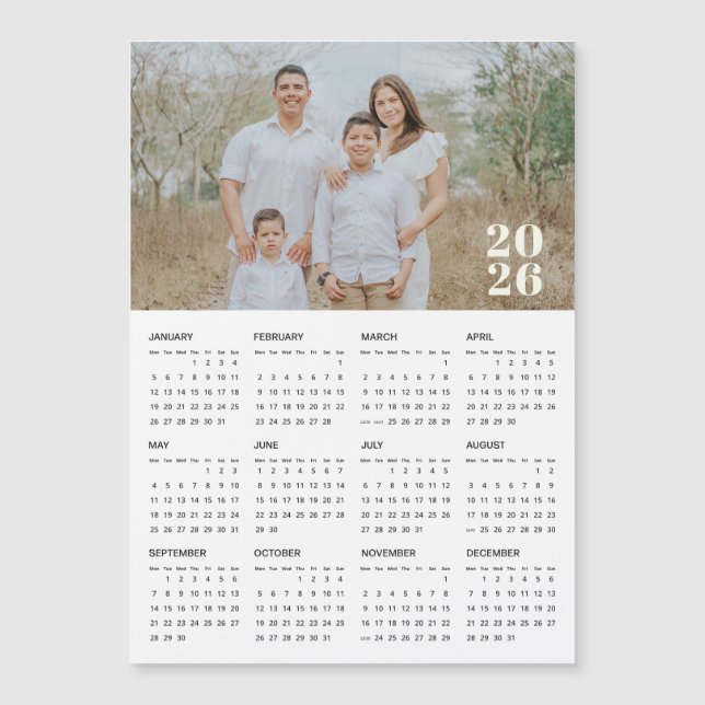 2026 Custom Photo Magnetic Calendar (Front)