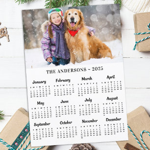 2026 Custom Photo Pet Puppy Dog 12 Month Calendar  Holiday Card