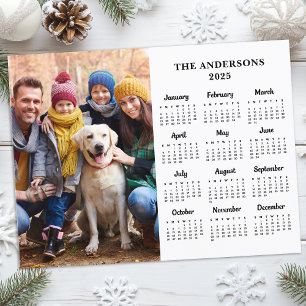2026 Custom Photo Simple Family 12 Month Calendar Holiday Postcard