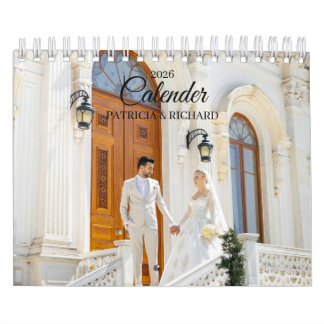 2026 Custom Wedding Photo Chic Script Calendar