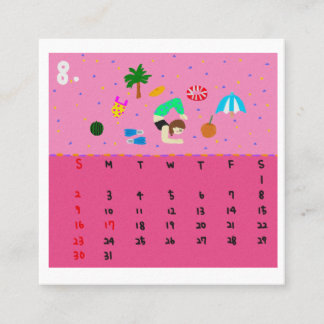 2026 Cute Cartoon Yoga Poses Calendar, Health  Square Business Card