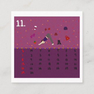 2026 Cute Cartoon Yoga Poses Calendar, Health  Square Business Card