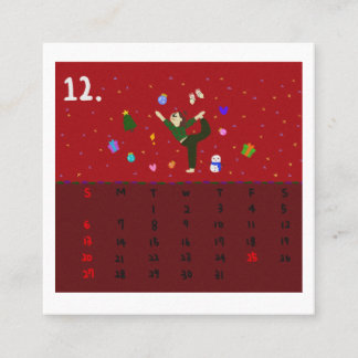 2026 Cute Cartoon Yoga Poses Calendar, Health  Square Business Card