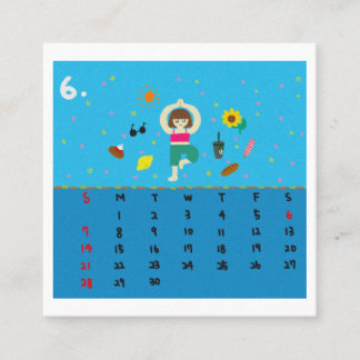 2026 Cute Cartoon Yoga Poses Calendar, Health  Square Business Card