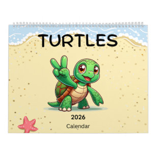 2026 Cute Turtles Celebrating Holidays  Calendar