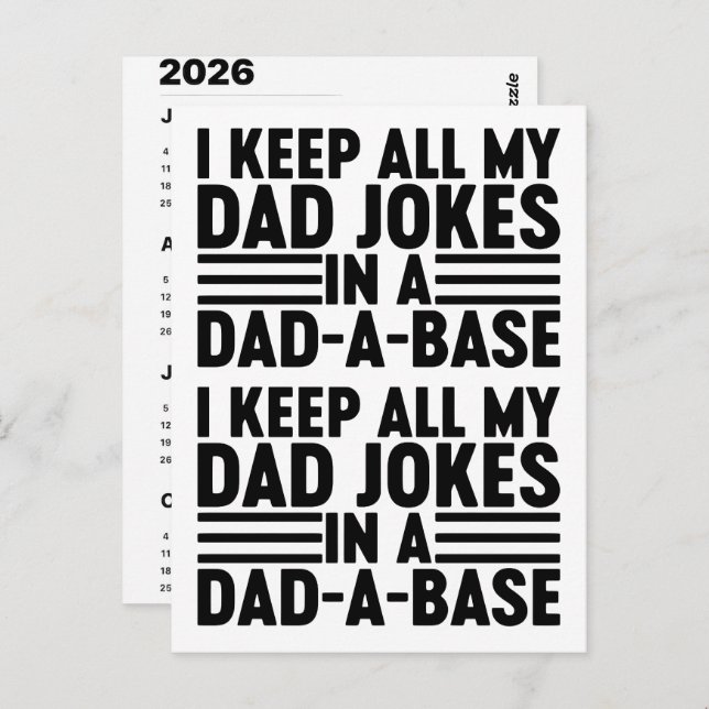 2026 Dad Jokes Advent Calendar Christmas Countdown Postcard (Front/Back)