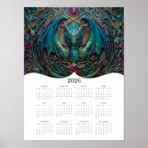 2026 Dragon Celtic Fantasy Art Full Year Calendar Poster