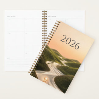 2026 Dreamy Silver River Green Hills Minimal Natur Planner