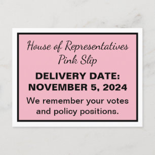 2026 Election Pink Slip House of Representatives Postcard