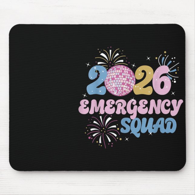 2026 Emergency Squad Er Nurse Happy New Year Disco Mouse Mat (Front)