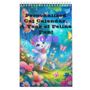 2026 Enchanted Fairy CuteCat Calendar Personalised